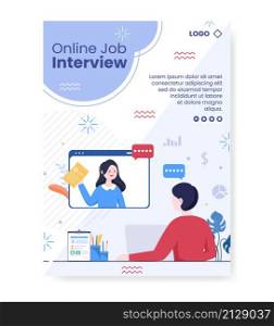Job Interview Meeting and Candidate of Employment or Hiring Poster Template Flat Illustration Editable of Square Background for Social Media