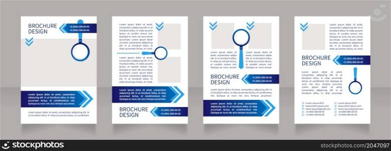 Job interview process guideline blank brochure layout design. Vertical poster template set with empty copy space for text. Premade corporate reports collection. Editable flyer 4 paper pages. Job interview process guideline blank brochure layout design