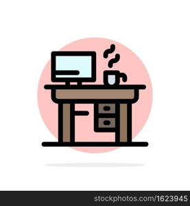 Job, Laptop, Office, Working Abstract Circle Background Flat color Icon