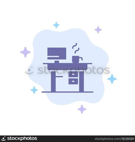 Job, Laptop, Office, Working Blue Icon on Abstract Cloud Background