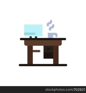Job, Laptop, Office, Working Flat Color Icon. Vector icon banner Template