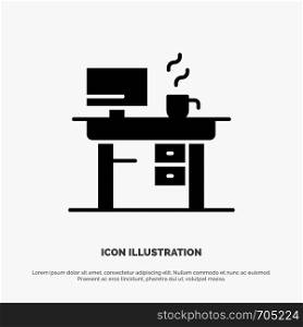 Job, Laptop, Office, Working solid Glyph Icon vector