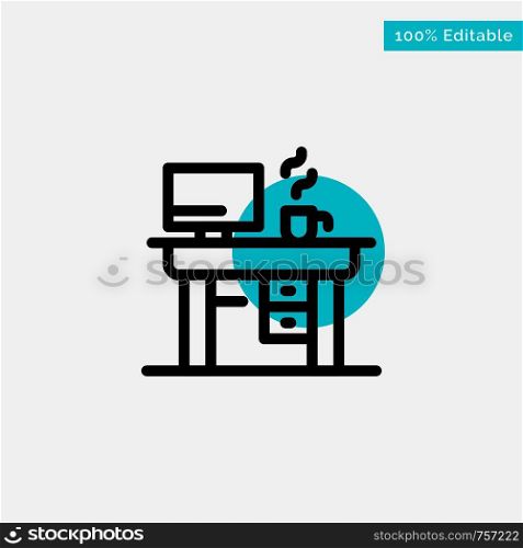 Job, Laptop, Office, Working turquoise highlight circle point Vector icon