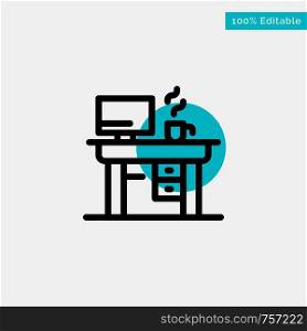 Job, Laptop, Office, Working turquoise highlight circle point Vector icon