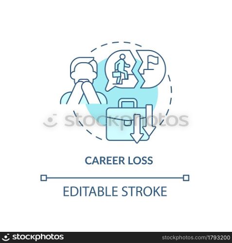 Job loss concept icon. Adulthood problem. Life difficulties. Career ups and downs. Midlife threats abstract idea thin line illustration. Vector isolated outline color drawing. Editable stroke. Job loss concept icon