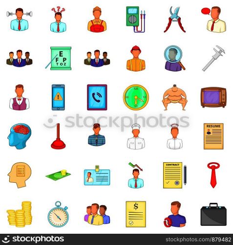 Job offer icons set. Cartoon style of 36 job offer vector icons for web isolated on white background. Job offer icons set, cartoon style