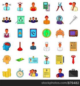 Job offer icons set. Cartoon style of 36 job offer vector icons for web isolated on white background. Job offer icons set, cartoon style