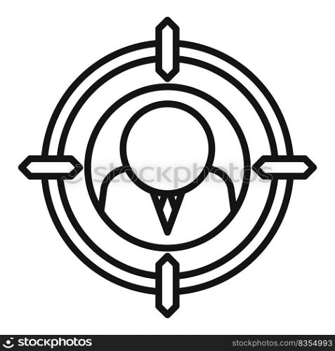 Job online target icon outline vector. Business search. Internet work. Job online target icon outline vector. Business search