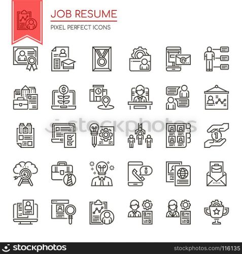 Job Resume , Thin Line and Pixel Perfect Icons