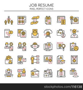 Job Resume , Thin Line and Pixel Perfect Icons