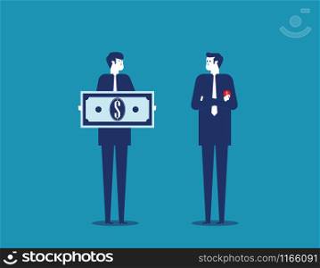Job salary. People and money for labor worker. Concept business vector illustration.