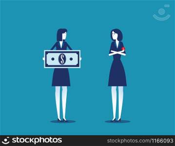 Job salary. People and money for labor worker. Concept business vector illustration.