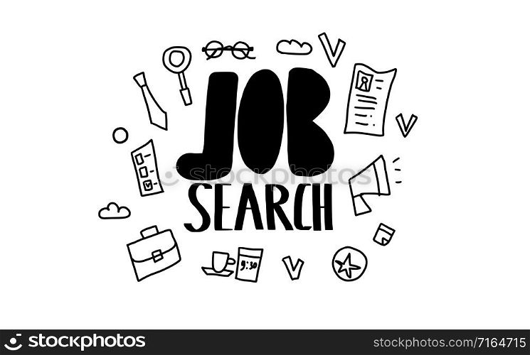 Job search concept. Vector color illustration.