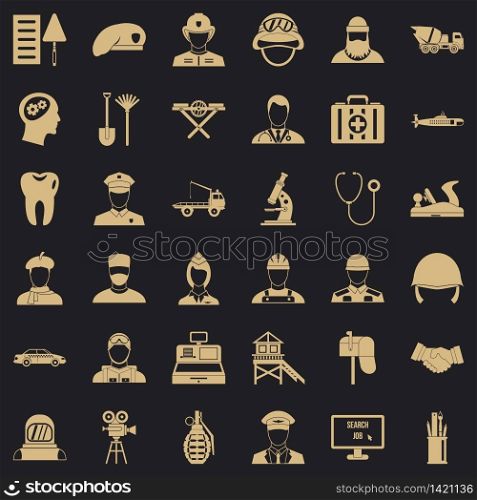 Job search icons set. Simple style of 36 job search vector icons for web for any design. Job search icons set, simple style