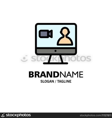 Job, Search, Internet, Computer Business Logo Template. Flat Color