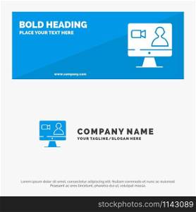 Job, Search, Internet, Computer SOlid Icon Website Banner and Business Logo Template