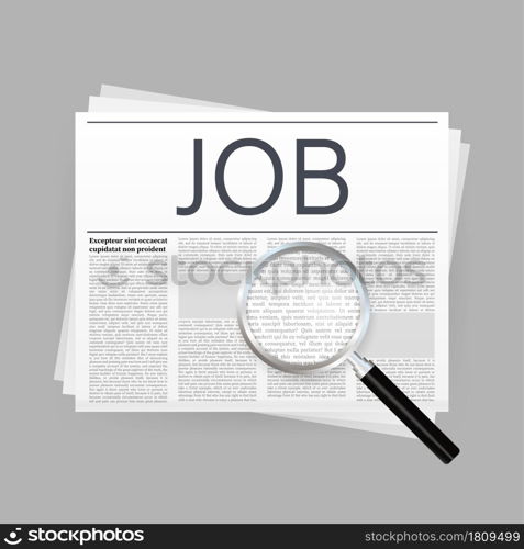 Job search newspaper for paper design. Recruitment interview. Vector stock illustration. Job search newspaper for paper design. Recruitment interview. Vector stock illustration.
