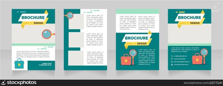Job searching process guide blank brochure design. Template set with copy space for text. Premade corporate reports collection. Editable 4 paper pages. Raleway Black, Regular, Light fonts used. Job searching process guide blank brochure design