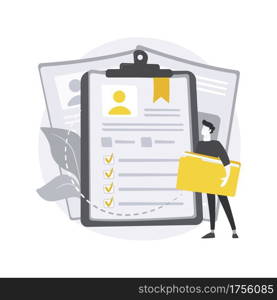 Job seekers abstract concept vector illustration. Job candidate, search for work, find worker, employee profile, career building service, website menu, UI, web element, button abstract metaphor.. Job seekers abstract concept vector illustration.