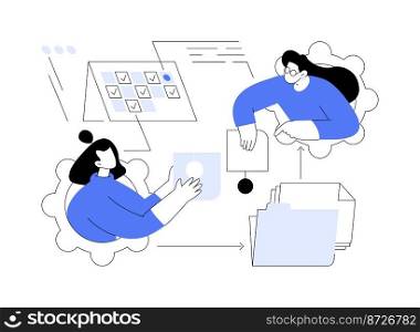 Job sharing abstract concept vector illustration. Part time job, sharing a position, alternative work schedule, collaborative employment, division of tasks, equal responsibility abstract metaphor.. Job sharing abstract concept vector illustration.