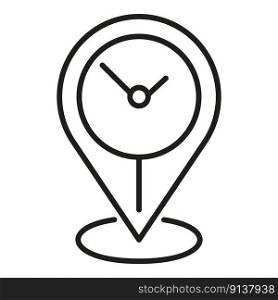 Job time location icon outline vector. Business person. Clock pressure. Job time location icon outline vector. Business person