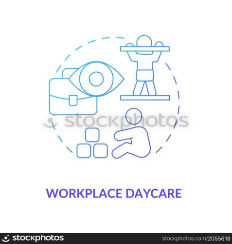 Job with on-site nursery concept icon. Work bonuses for employees with children abstract idea thin line illustration. Isolated outline drawing. Roboto-Medium, Myriad Pro-Bold fonts used. Job with on-site nursery concept icon