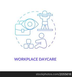 Job with on-site nursery concept icon. Work bonuses for employees with children abstract idea thin line illustration. Isolated outline drawing. Roboto-Medium, Myriad Pro-Bold fonts used. Job with on-site nursery concept icon