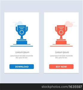Job, Worker, Award, Cup  Blue and Red Download and Buy Now web Widget Card Template