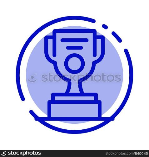 Job, Worker, Award, Cup Blue Dotted Line Line Icon