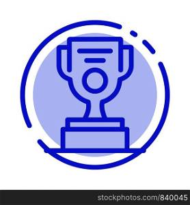 Job, Worker, Award, Cup Blue Dotted Line Line Icon