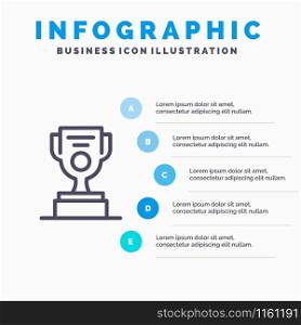 Job, Worker, Award, Cup Line icon with 5 steps presentation infographics Background