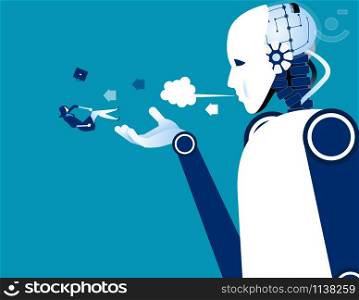 Jobless. Robot instead of humans. Concept business technology vector illustration.