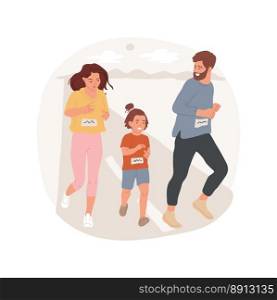 Jogging isolated cartoon vector illustration. Sporty family jogging together, run a marathon, endurance running, staying fit, healthy and active lifestyle, physical activity vector cartoon.. Jogging isolated cartoon vector illustration.