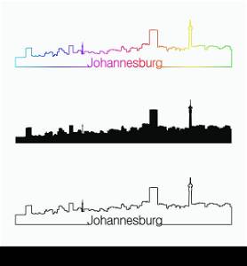 Johannesburg skyline linear style with rainbow in editable vector file