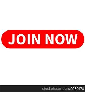 join now icon on white background. flat style. join now sing. red join now button. join us now web button.