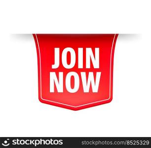 Join now red label on white background. Vector illustration. Join now red label on white background. Vector illustration.