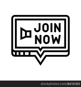 join now registration line icon vector. join now registration sign. isolated contour symbol black illustration. join now registration line icon vector illustration