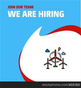 Join Our Team. Busienss Company Air turbine We Are Hiring Poster Callout Design. Vector background
