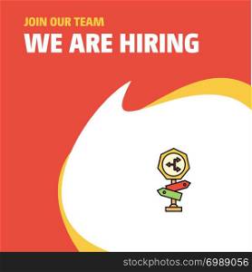 Join Our Team. Busienss Company Alternative way road sign We Are Hiring Poster Callout Design. Vector background