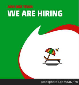 Join Our Team. Busienss Company Beach We Are Hiring Poster Callout Design. Vector background