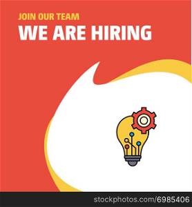 Join Our Team. Busienss Company Bulb setting We Are Hiring Poster Callout Design. Vector background