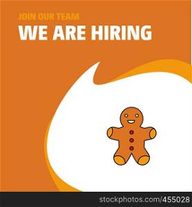 Join Our Team. Busienss Company Christmas cookie We Are Hiring Poster Callout Design. Vector background