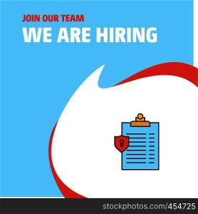 Join Our Team. Busienss Company Clipboard We Are Hiring Poster Callout Design. Vector background