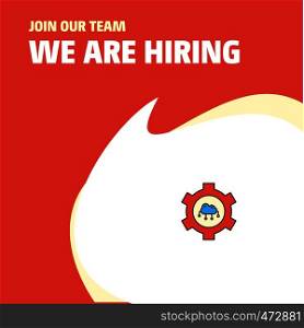 Join Our Team. Busienss Company Cloud setting We Are Hiring Poster Callout Design. Vector background