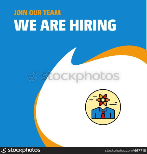 Join Our Team. Busienss Company Confused man We Are Hiring Poster Callout Design. Vector background