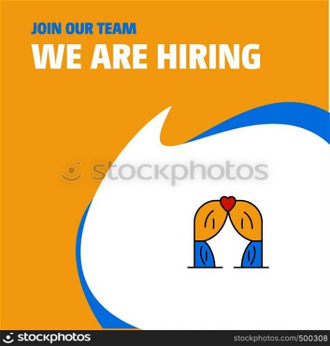 Join Our Team. Busienss Company Curtain We Are Hiring Poster Callout Design. Vector background