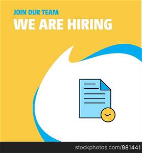 Join Our Team. Busienss Company Document We Are Hiring Poster Callout Design. Vector background