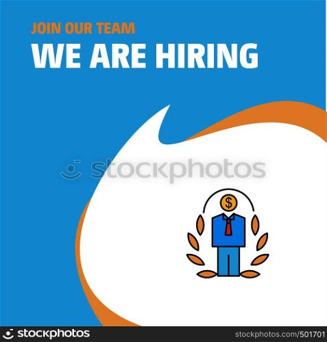 Join Our Team. Busienss Company Employee We Are Hiring Poster Callout Design. Vector background