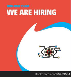 Join Our Team. Busienss Company Eye setting We Are Hiring Poster Callout Design. Vector background