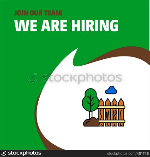Join Our Team. Busienss Company Garden We Are Hiring Poster Callout Design. Vector background